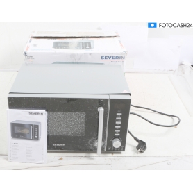 Severin MW 7773 Stand-Mikrowelle 20 Liter 45,8cm breit 800 Watt Heißluft-Funktion Grillfunktion schwarz silber (288062)