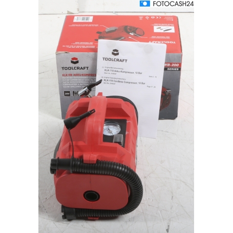 Toolcraft KLK-118 Akku-Kompressor Luftpumpe Reifen-Pumpe Druckluft 10Bar 20V ohne Akku rot (289101)
