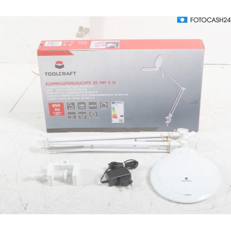 Toolcraft TO-7425342 Tisch-Lupenleuchte Tischleuchte Werkstattleuchte Vergrößerungsfaktor 2,25x Klemme weiß (289133)