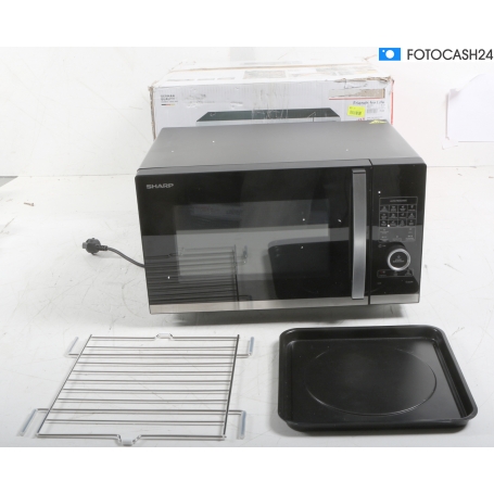 Sharp YC-QC254AE-B Stand-Mikrowelle mit Grill 49cm breit 25 Liter 900 Watt schwarz (289143)