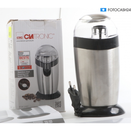 Clatronic KSW 3307 elektrische Kaffeemühle 40g Kaffebohnen 120 Watt Edelstahl-Schlagmesser (289697)