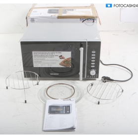 Severin MW 7773 Stand-Mikrowelle 20 Liter 45,8cm breit 800 Watt Heißluft-Funktion Grillfunktion schwarz silber (289886)