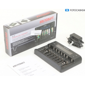 Voltcraft VC-10882815 CC-8 Rundzellen-Ladegerät Batterie-Lader LiIon LiFePO NiMH NiCd Akkuerkennung schwarz (289722)