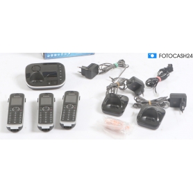 Panasonic KX-TGJ323GB Schnurlostelefon DECT-Telefon 3 Mobilteile analog Anrufbeantworter Freisprechen schwarz (292129)