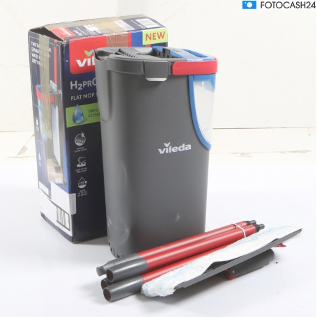 Vileda H2PRO Flat Mop Bodenwischer Wischmop 1,2 Liter Frischwassertank rot grau (289883)